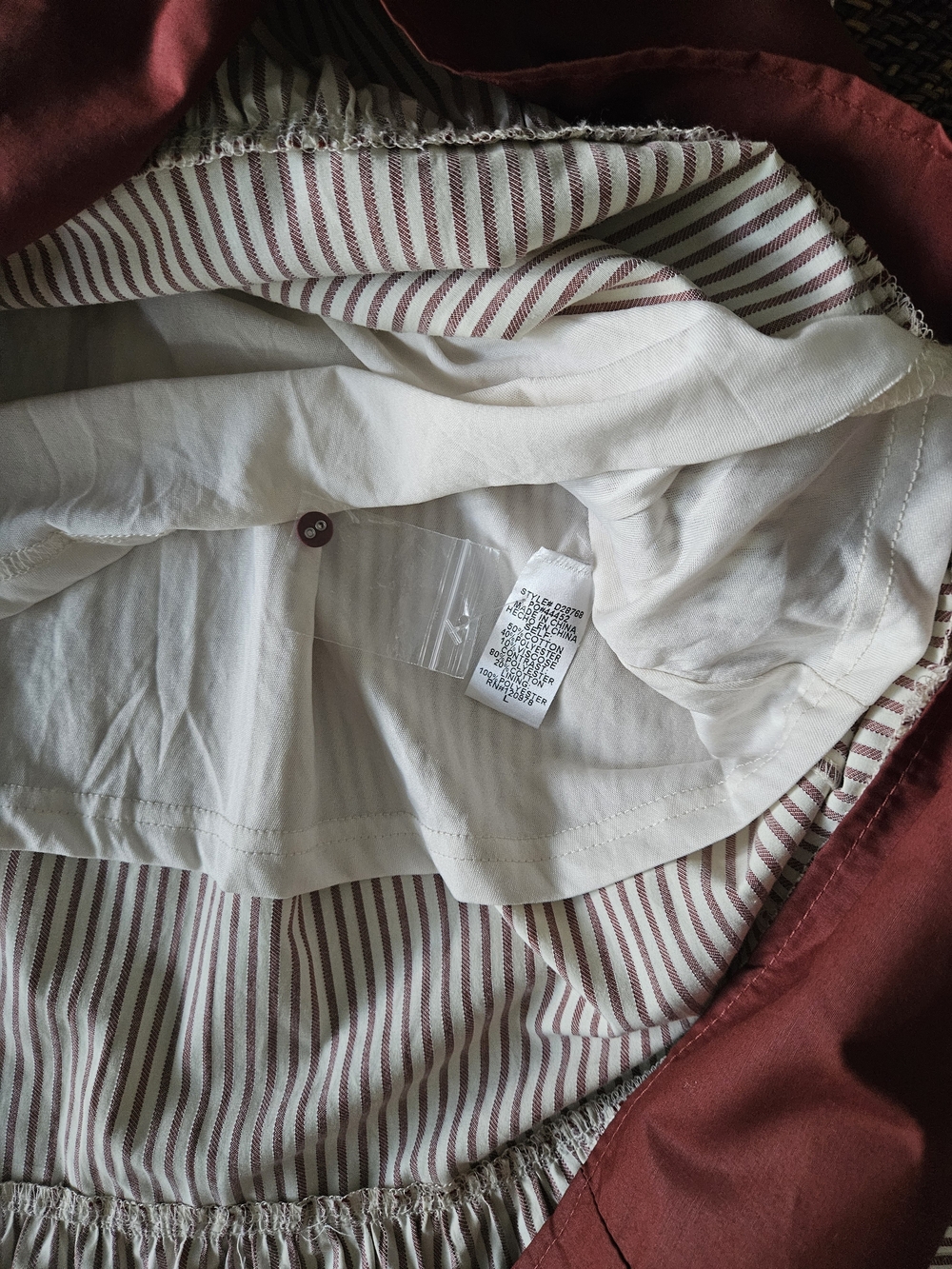 Entro Burgundy & Ivory Striped Tiered Midi Dress | Size Large | NWOT - Picture 13 of 13